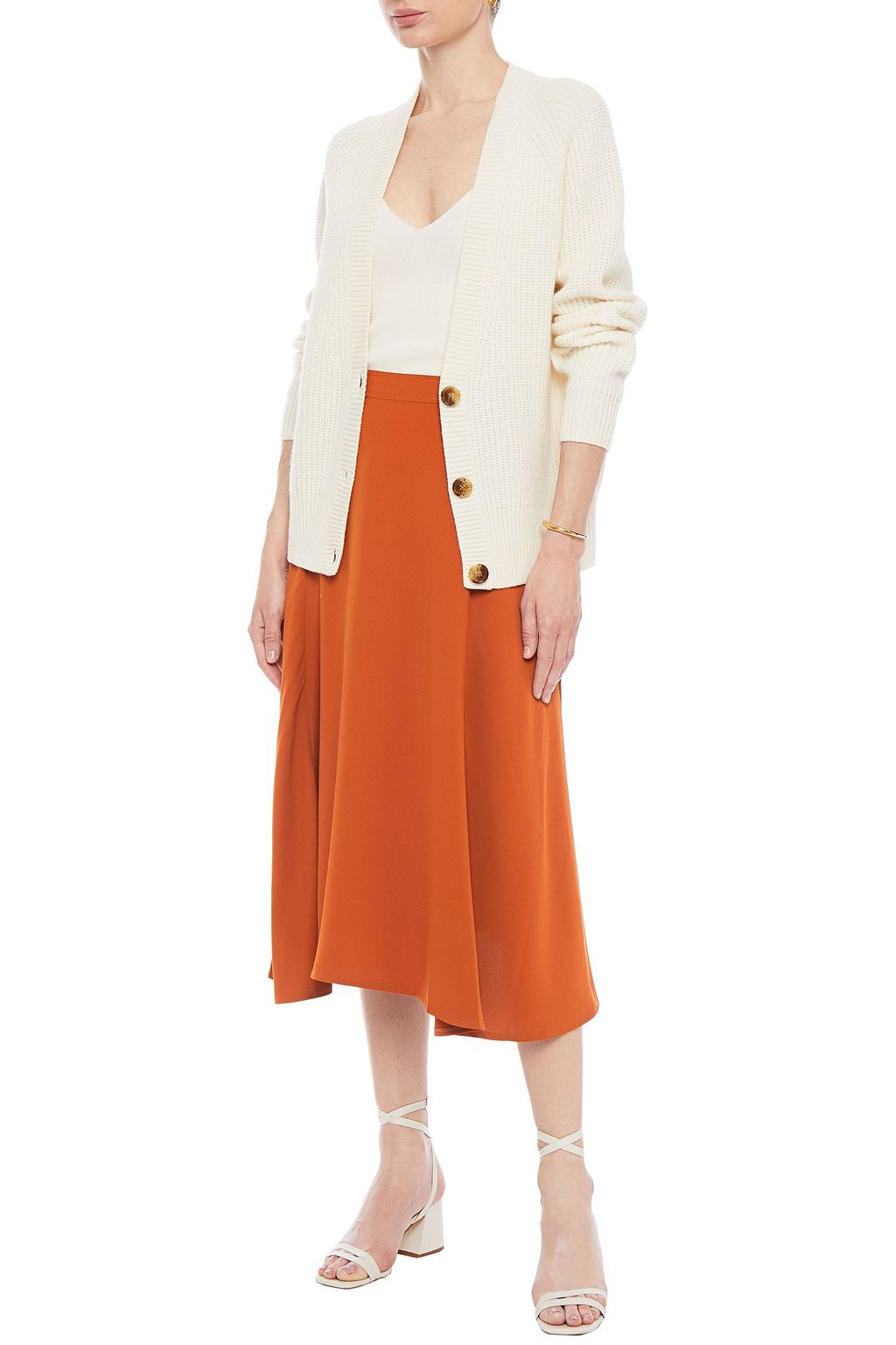 IRIS & INK Ella asymmetric crepe midi skirt