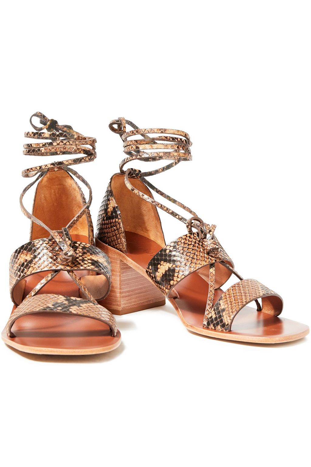 ZIMMERMANN Knotted snake-effect leather sandals