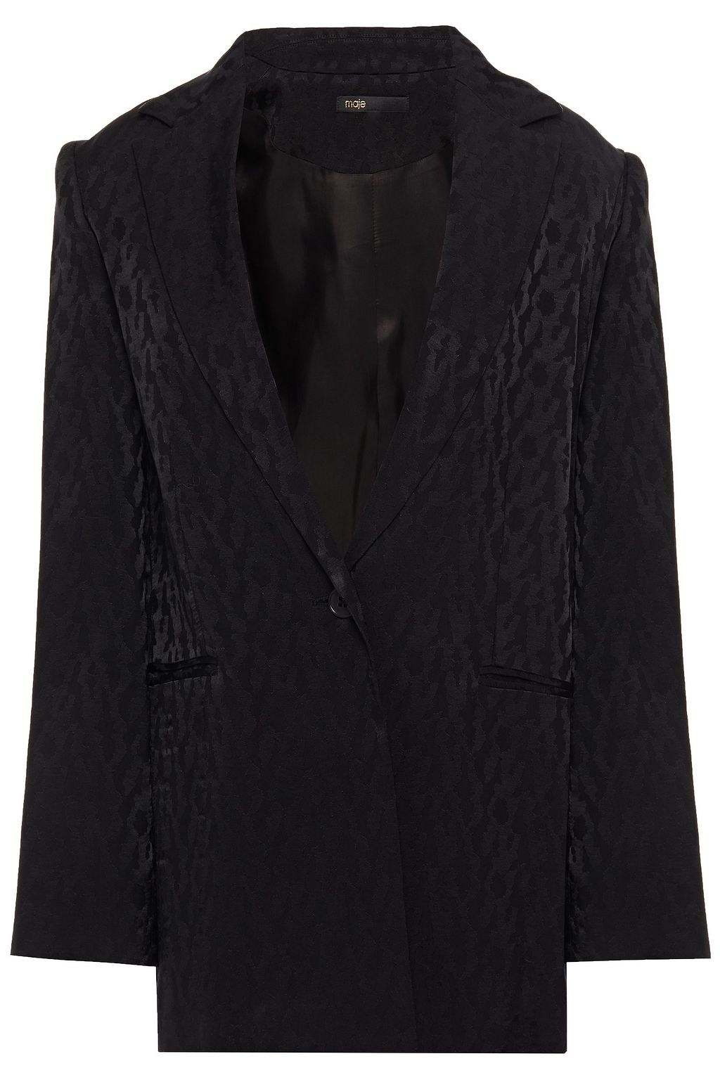 Maje black jacquard longline jacket Clearance