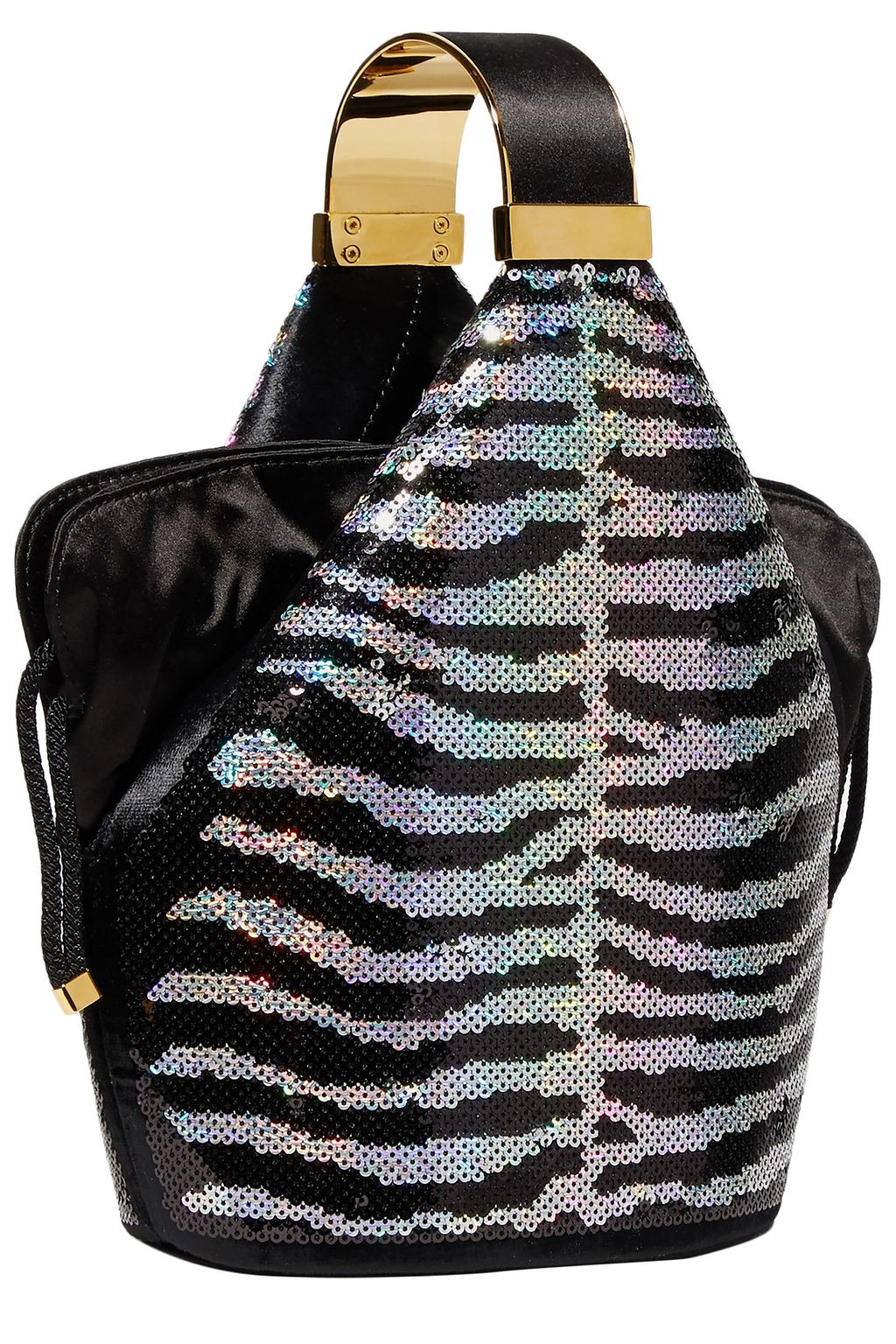 BIENEN DAVIS Kit mini satin-trimmed sequined velvet bucket bag