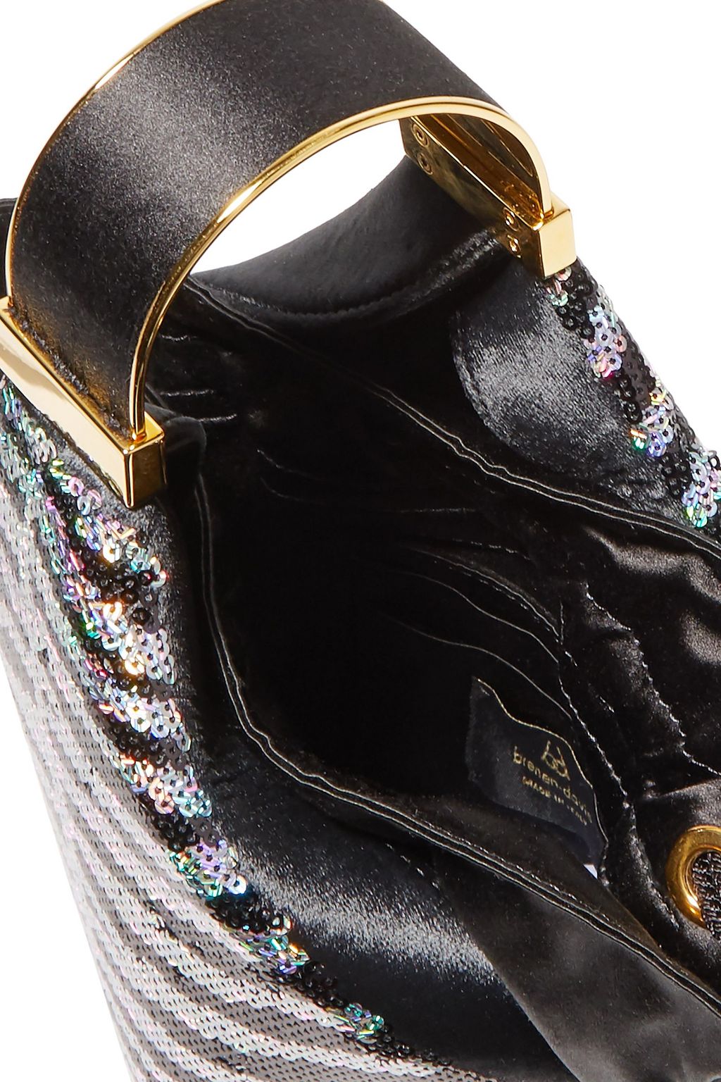 BIENEN DAVIS Kit mini satin-trimmed sequined velvet bucket bag