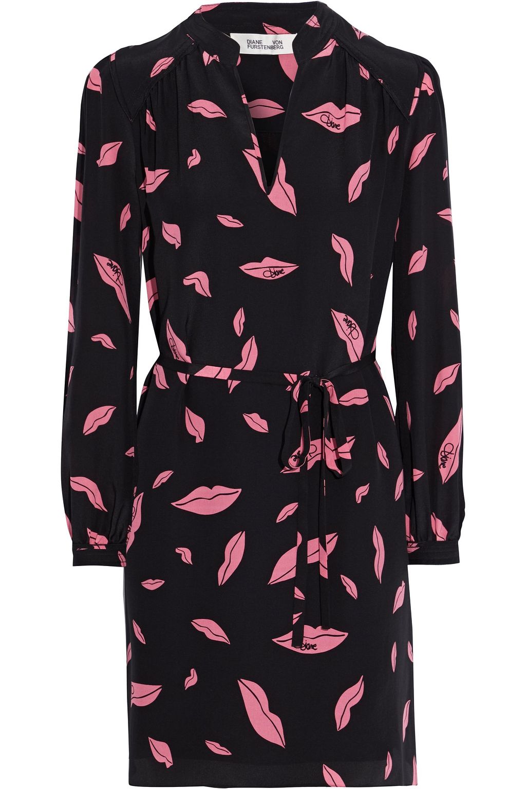 DIANE VON FURSTENBERG Glenda belted printed silk crepe de chine mini ...