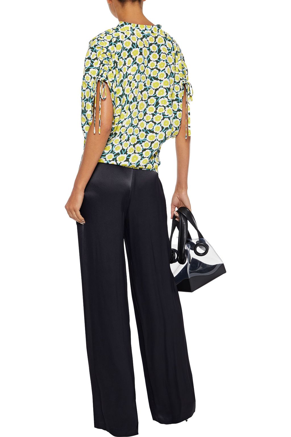 DIANE VON FURSTENBERG Grania ruched floral-print silk crepe de chine blouse