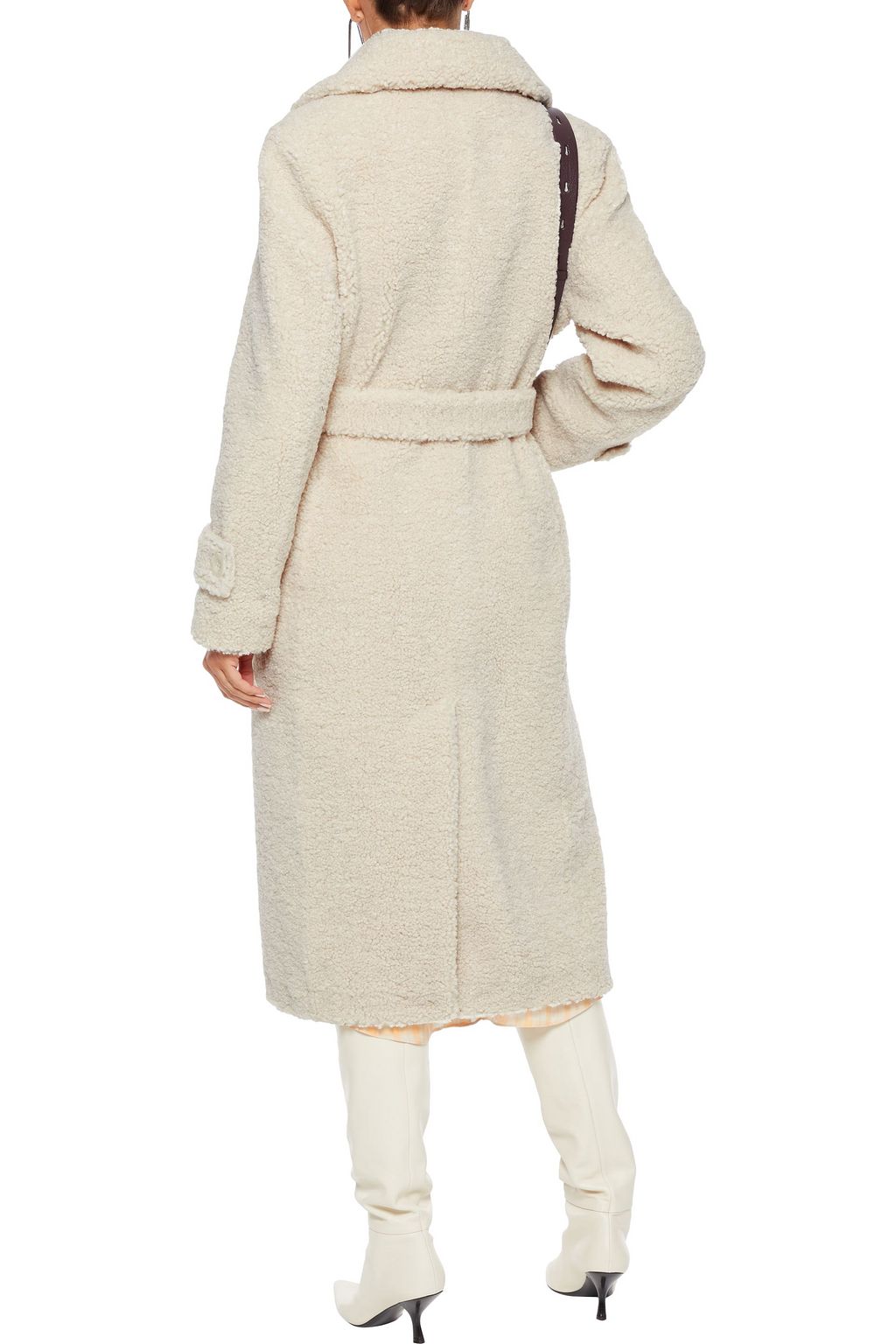 STAND STUDIO Lottie belted faux shearling coat