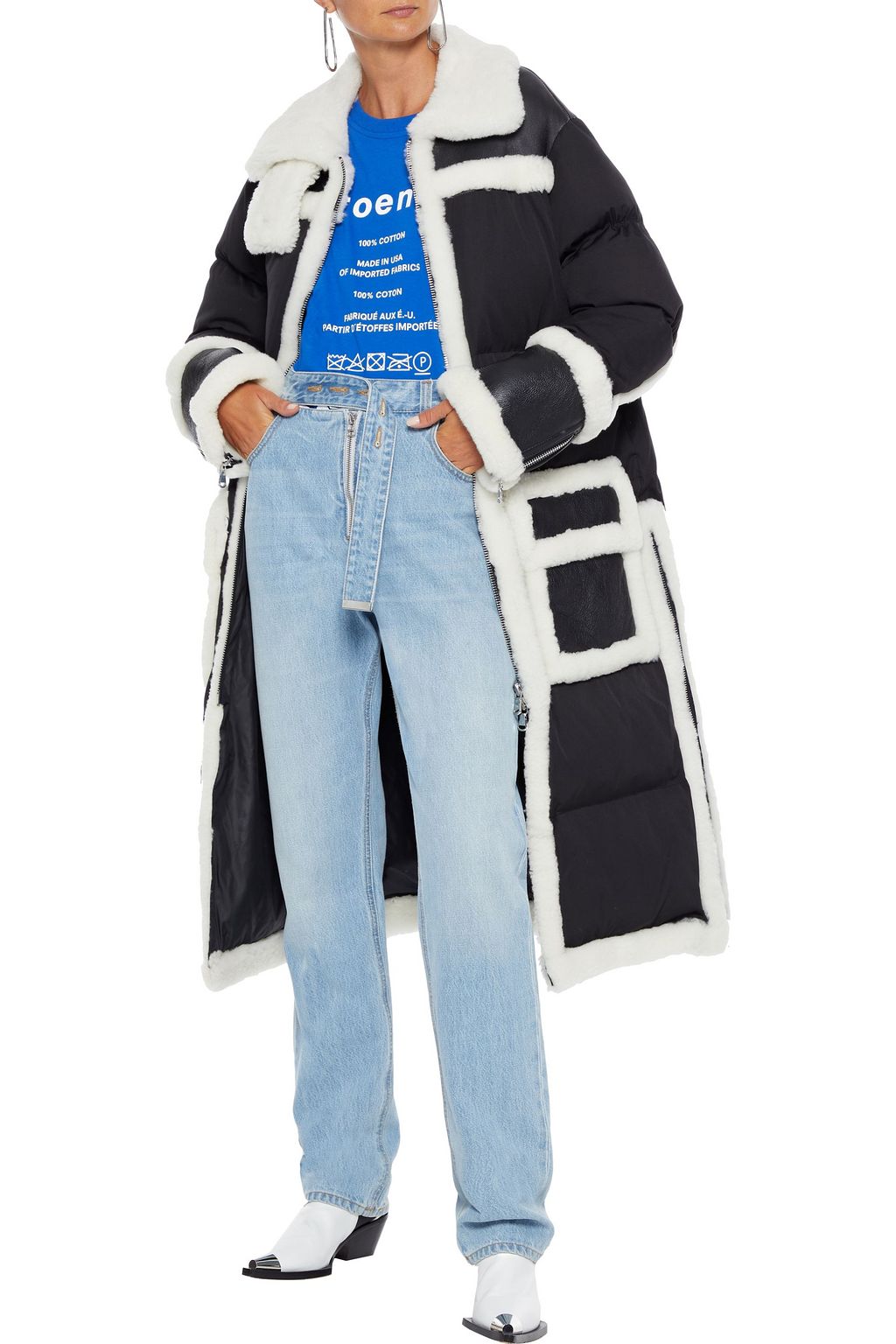 STAND STUDIO Abelina oversized shearling-paneled quilted shell coat