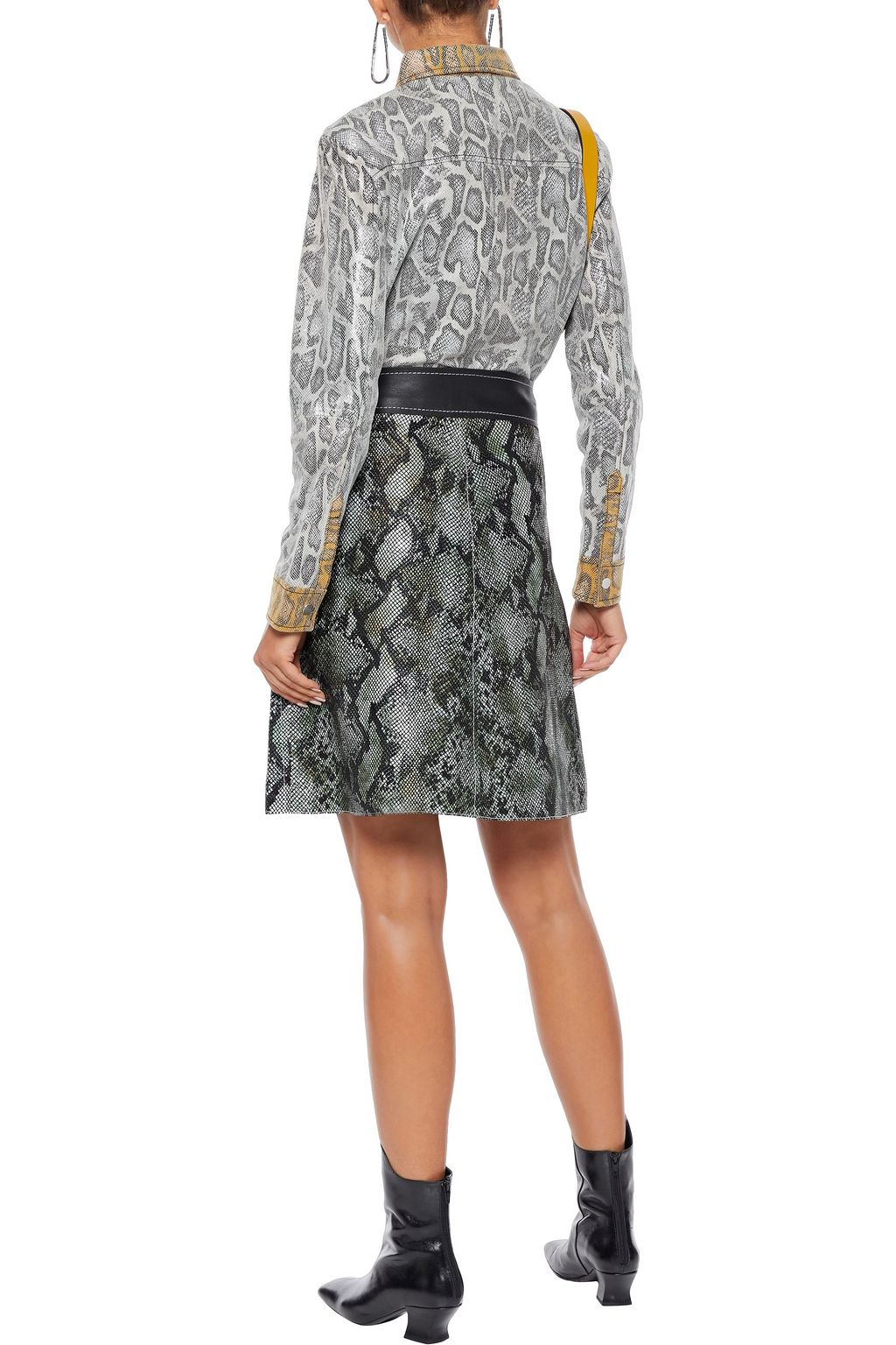STAND STUDIO Mazal two-tone snake-effect leather shirt