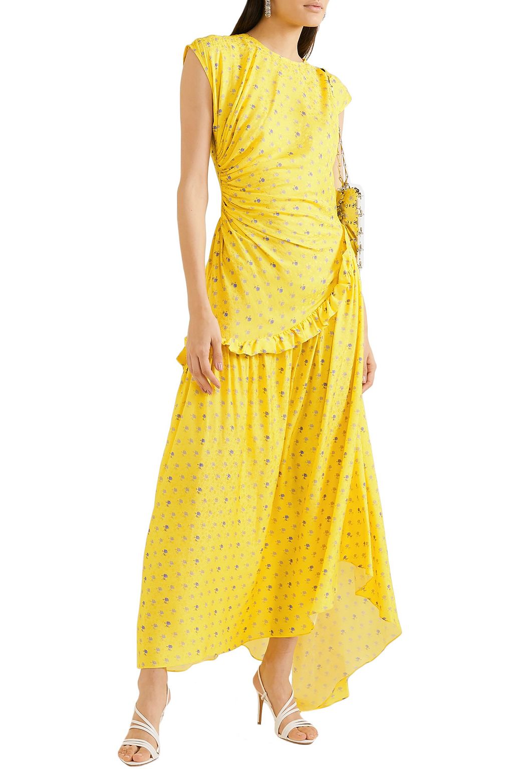 PREEN BY THORNTON BREGAZZI Aubrey gathered ruffled floral-jacquard maxi dress