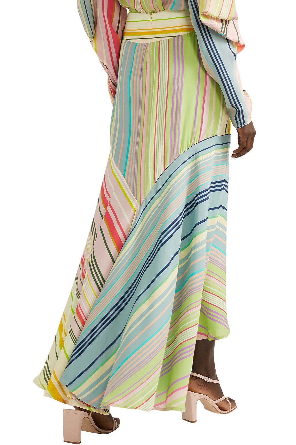 SILVIA TCHERASSI Beverly striped crepe de chine maxi skirt