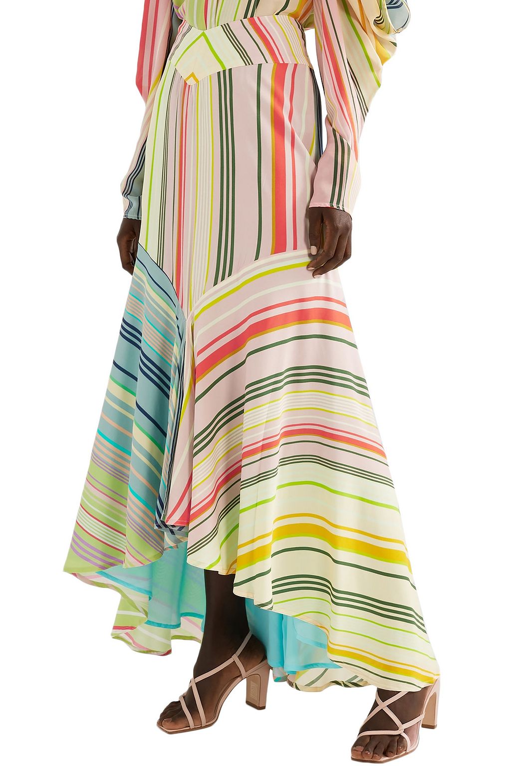 SILVIA TCHERASSI Beverly striped crepe de chine maxi skirt