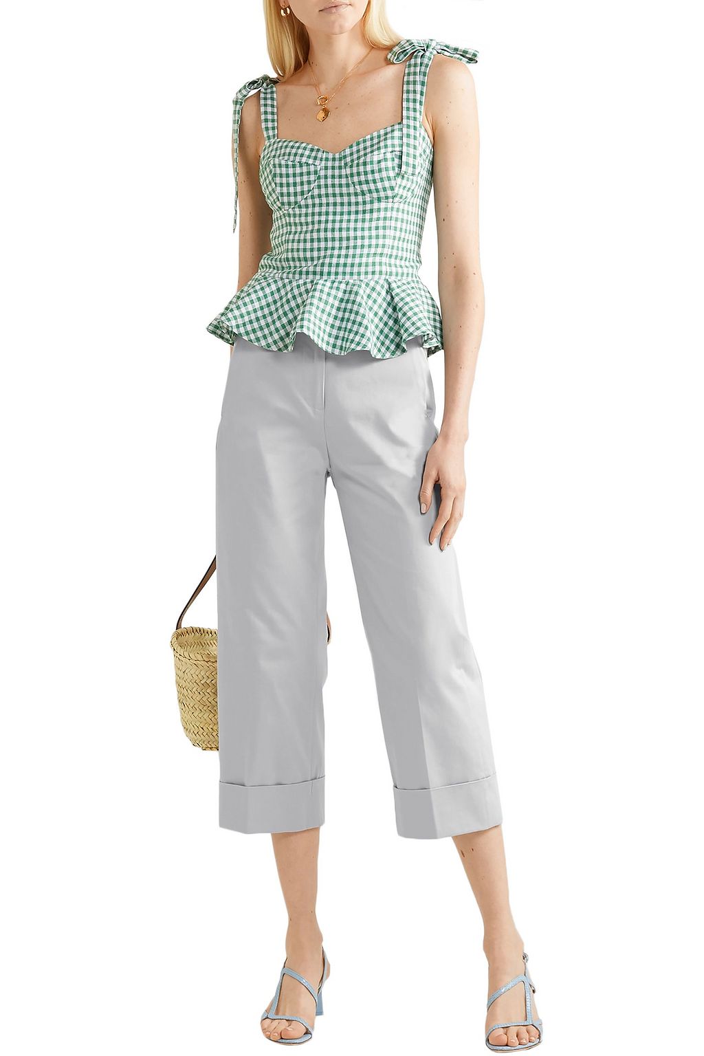 SILVIA TCHERASSI Beatrice cropped cotton-blend wide-leg pants