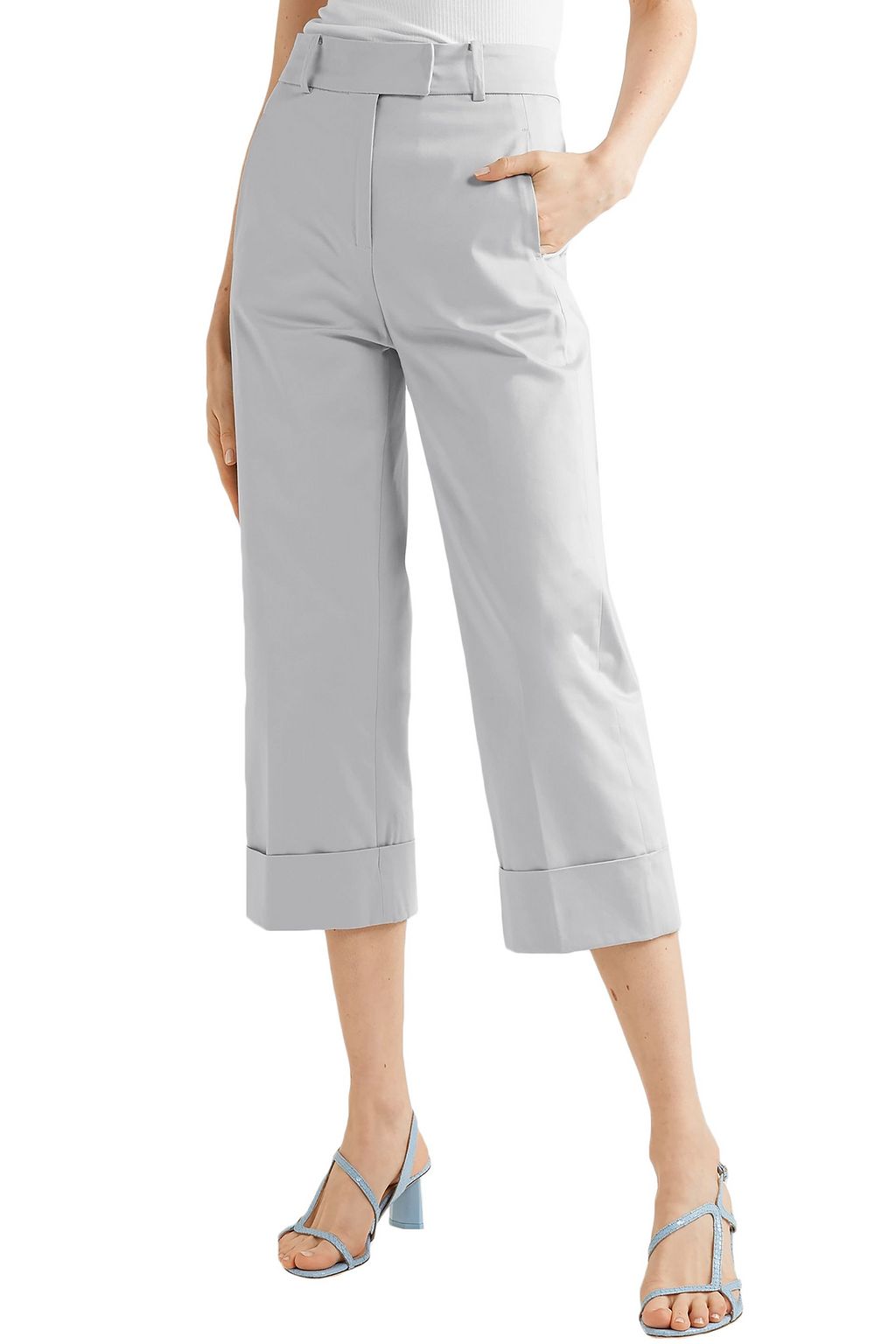 SILVIA TCHERASSI Beatrice cropped cotton-blend wide-leg pants