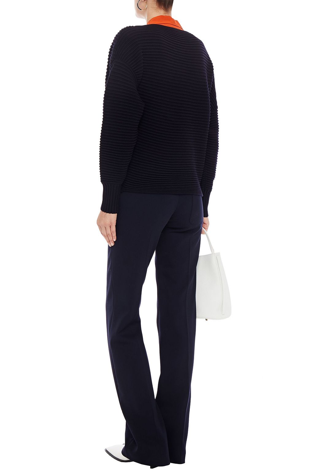 VICTORIA, VICTORIA BECKHAM Wrap-effect ribbed wool sweater