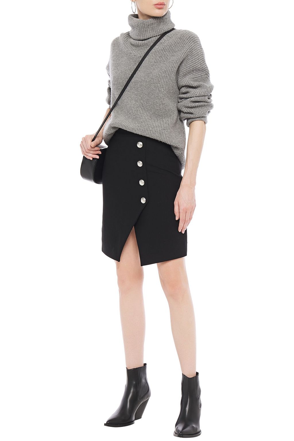 MAJE Button-embellished twill mini skirt
