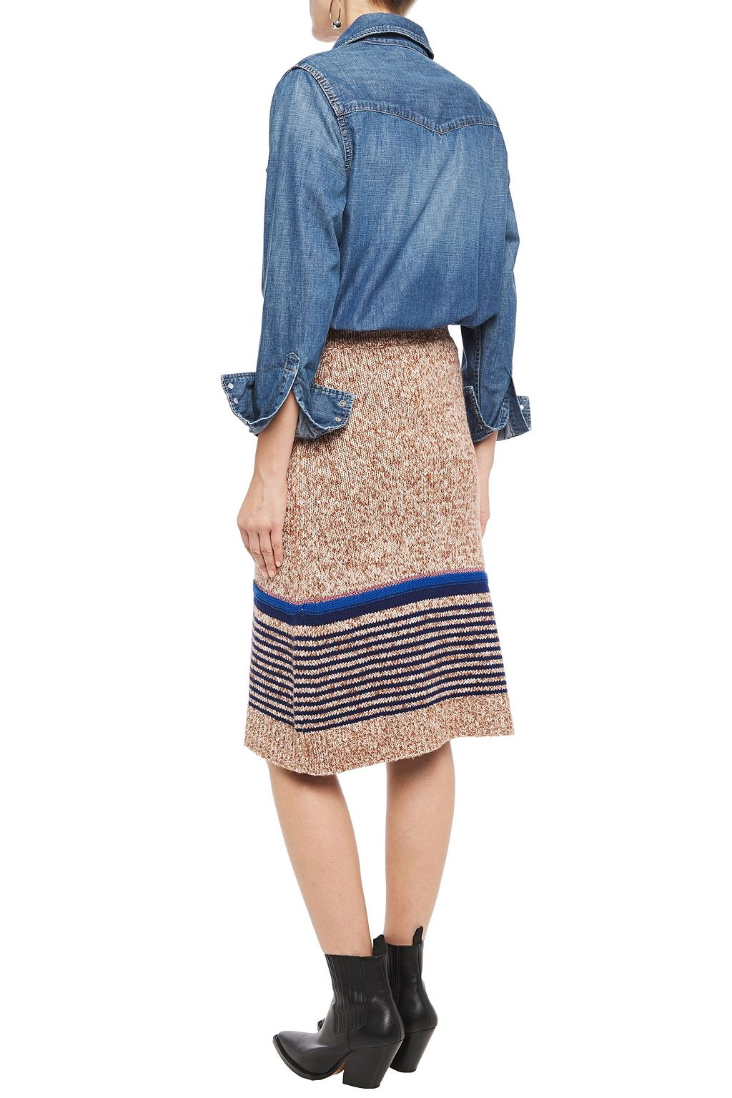 SEE BY CHLOÉ Striped marled knitted skirt