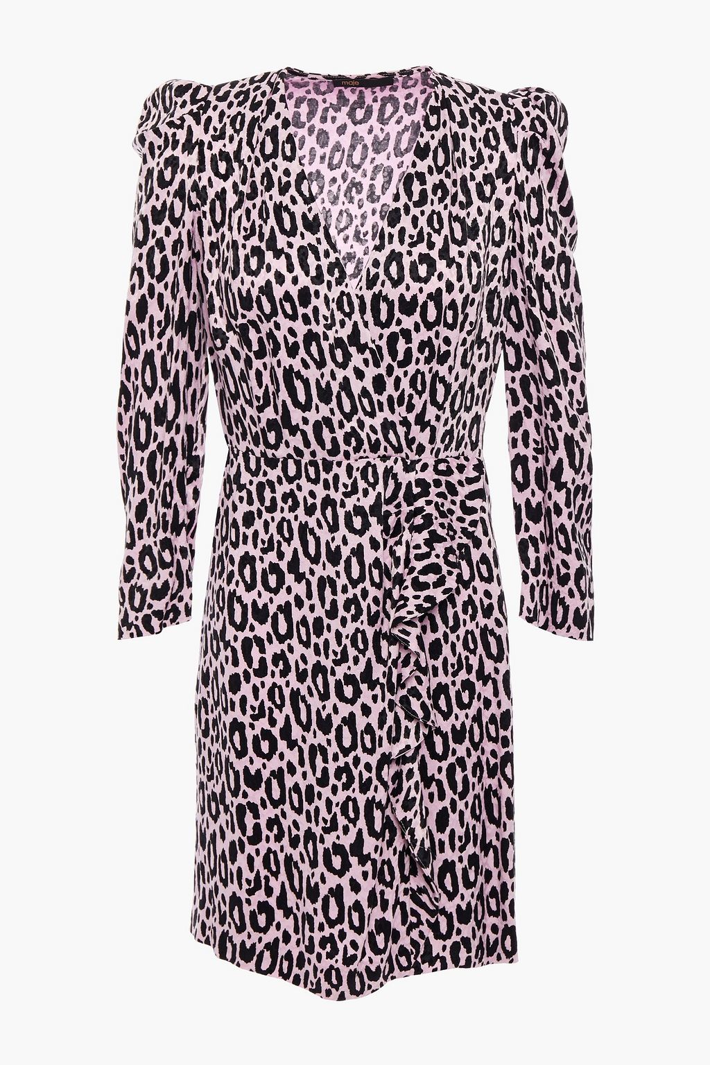 maje leopard wrap dress
