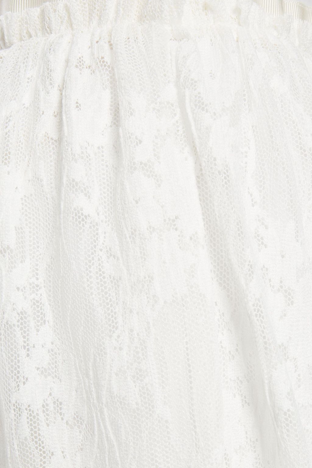 SEE BY CHLOÉ Grosgrain-trimmed layered Leavers lace mini skirt