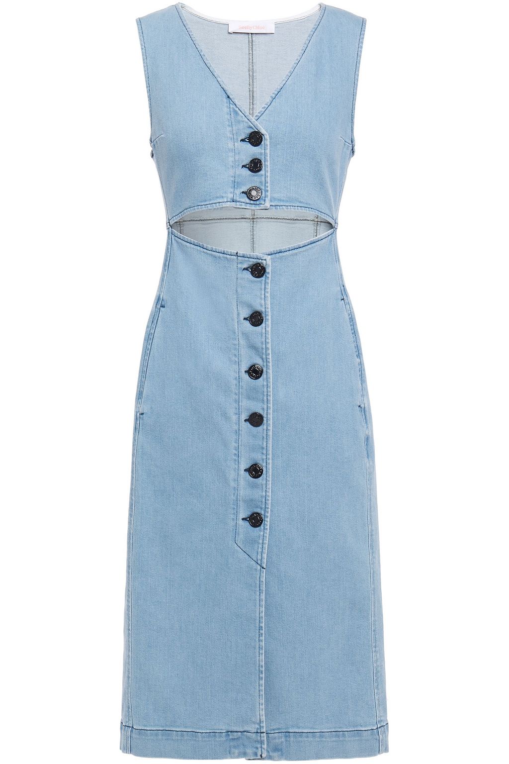 SEE BY CHLOÉ Cutout denim midi dress | THE OUTNET