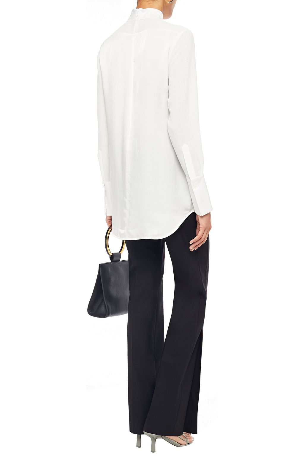 VICTORIA, VICTORIA BECKHAM Paneled satin and mousseline blouse