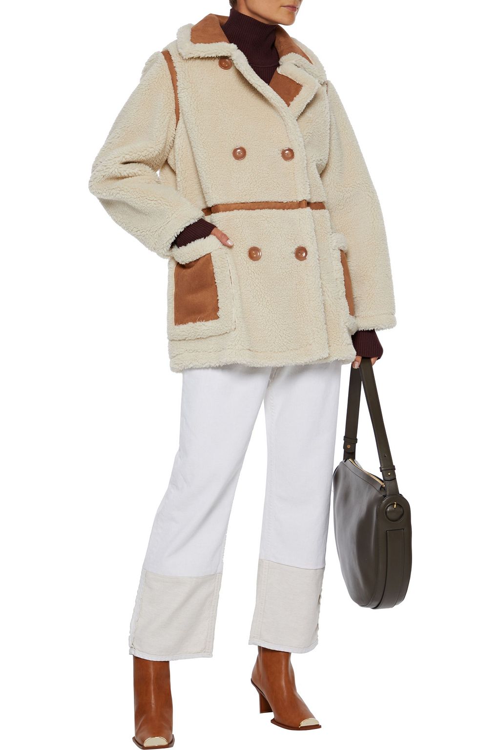 STAND STUDIO Chloe double-breasted faux shearling coat