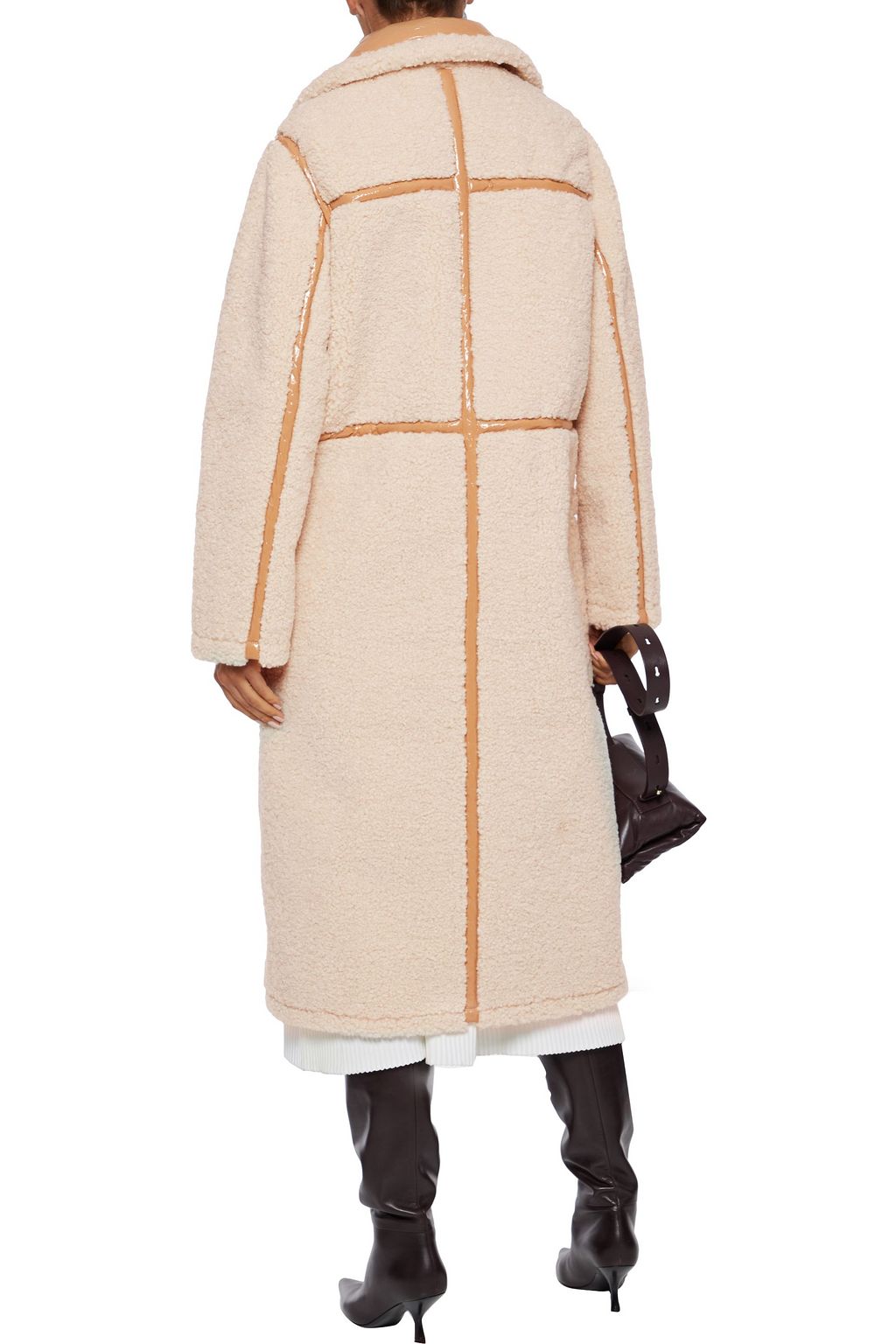 STAND STUDIO Morgan double-breasted paneled faux shearling coat