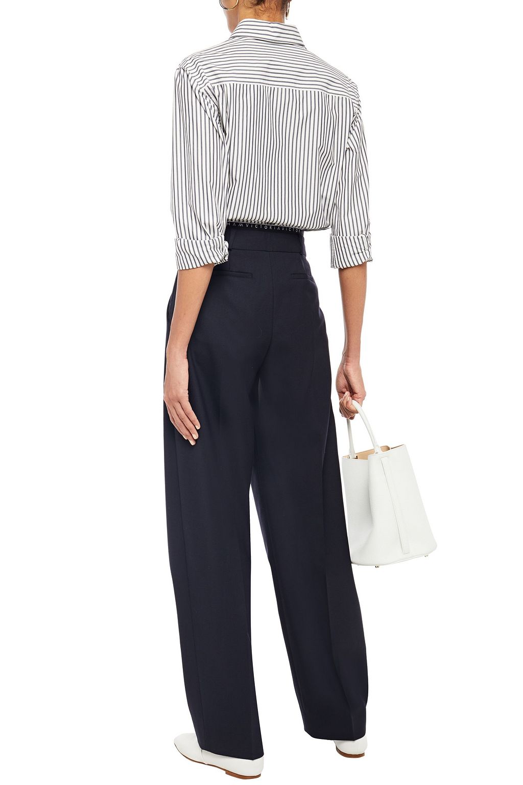 VICTORIA, VICTORIA BECKHAM Pleated twill tapered pants