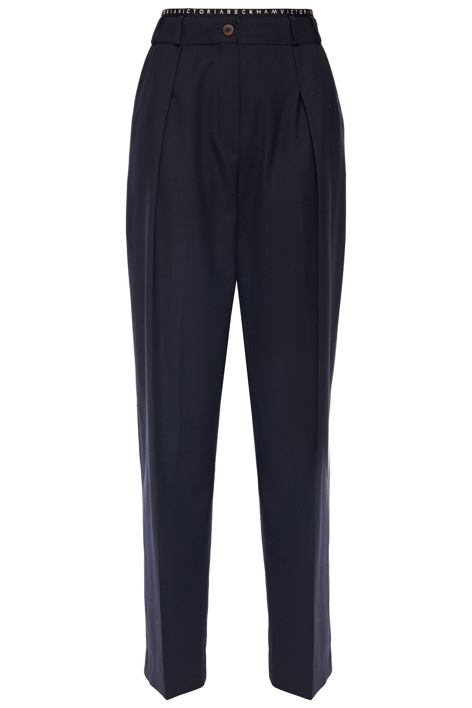 Victoria Beckham Pleated Twill Tapered Pants In Midnight Blue
