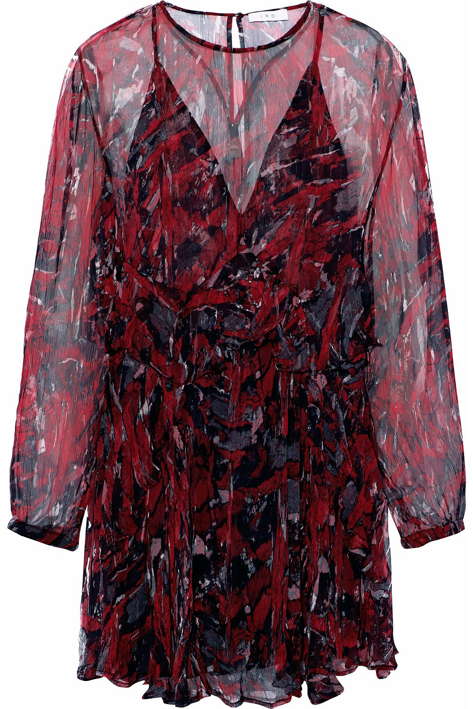 iro - ressey ruffled printed chiffon mini dress - red - fr 38