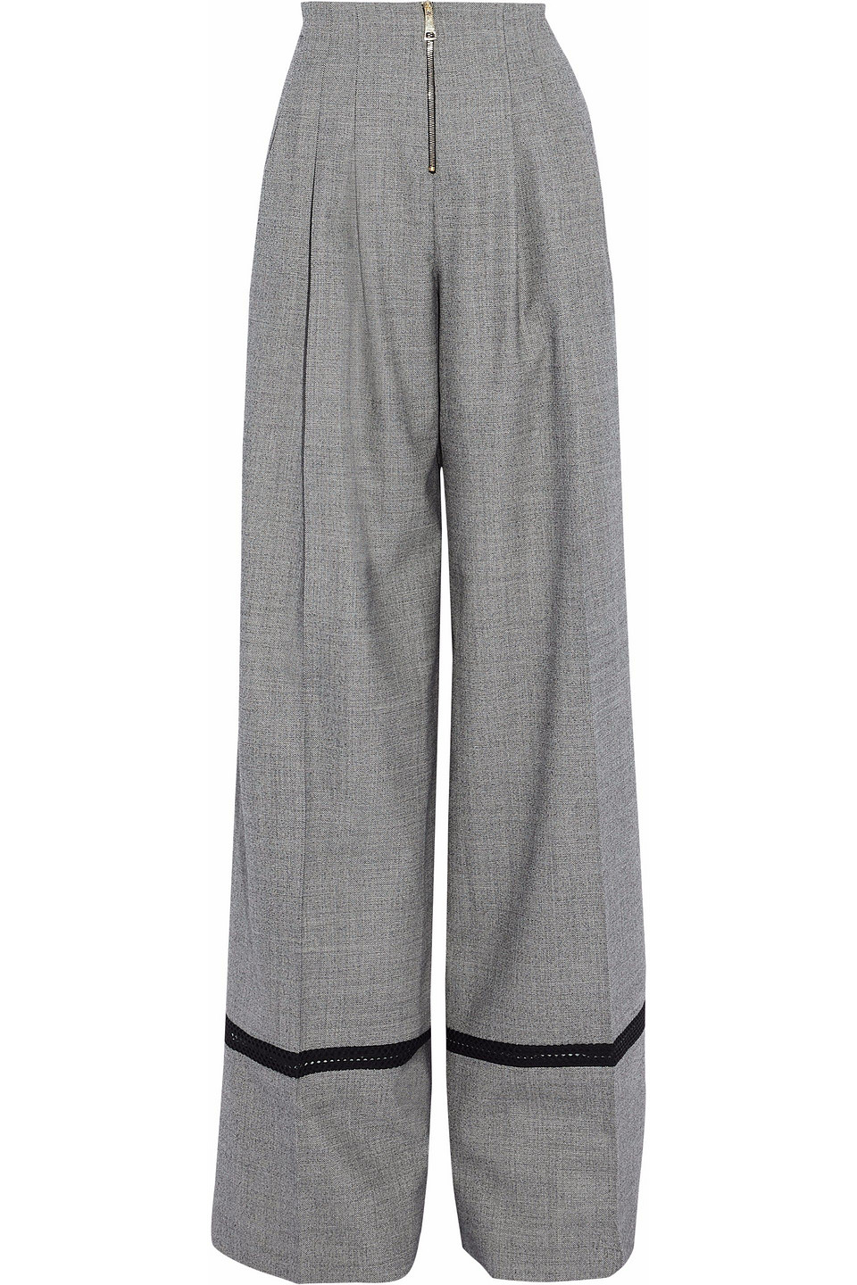 vionnet - pleated tweed wool-blend wide leg pants - gray - it 40