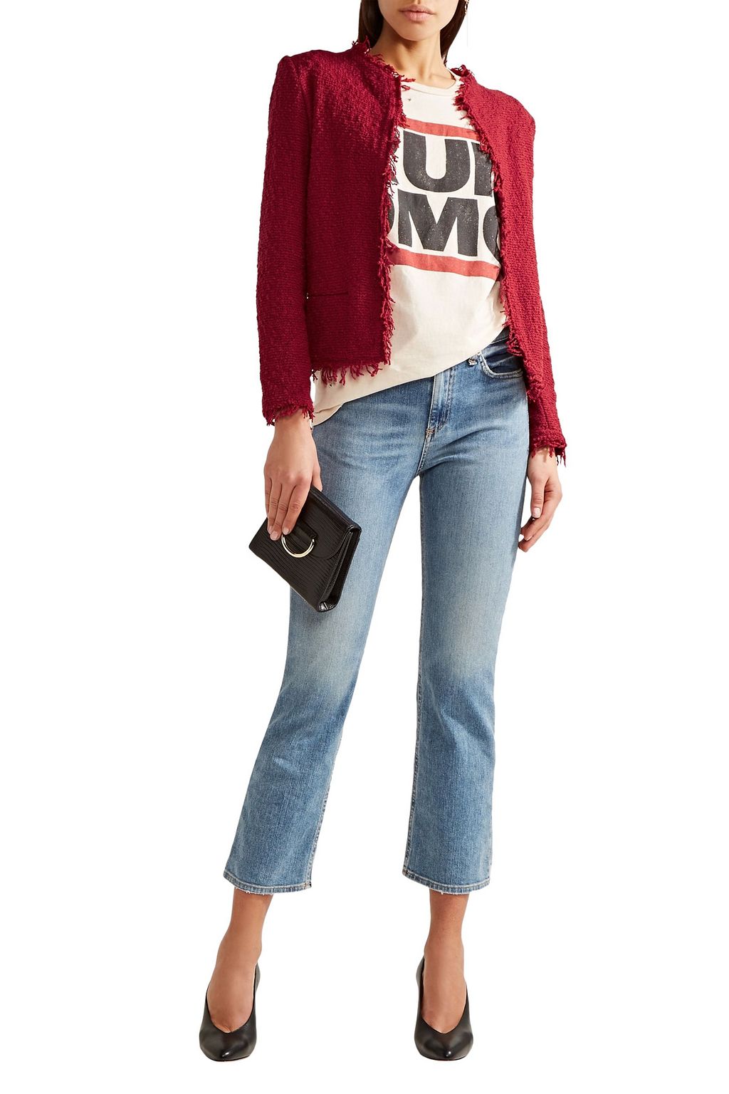 IRO Shavani frayed cotton-blend bouclé jacket