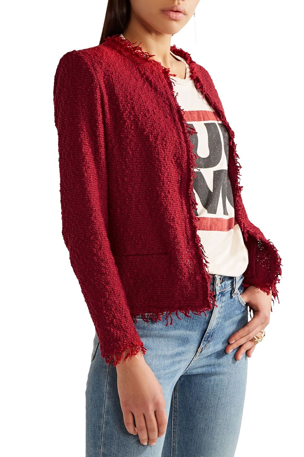 IRO Shavani frayed cotton-blend bouclé jacket