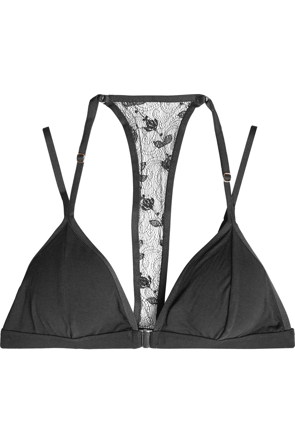 cosabella - ritz lace-trimmed stretch-jersey soft-cup triangle bra - black - l