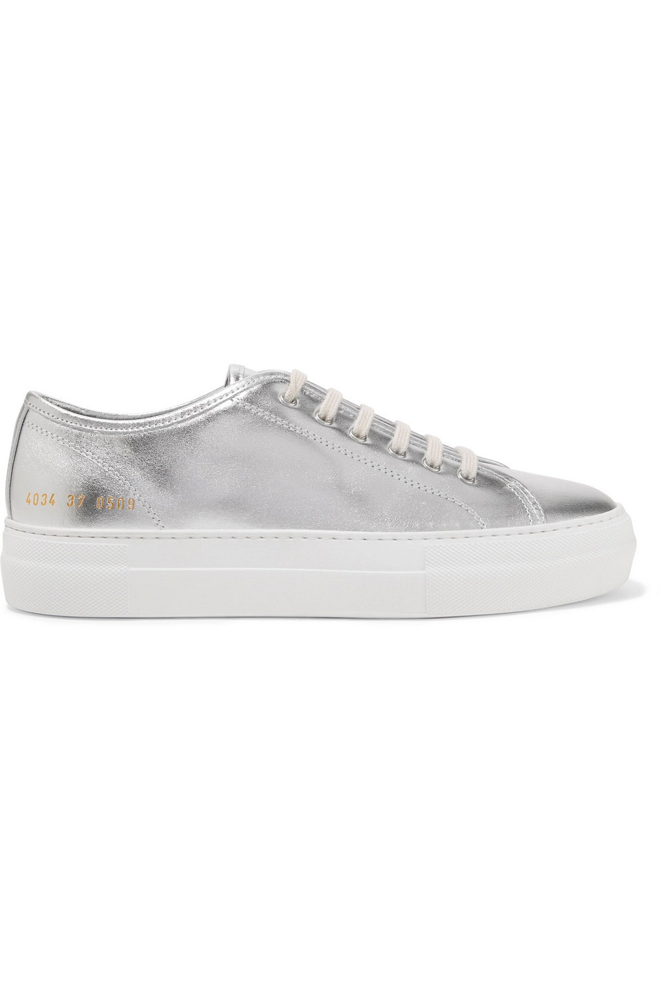 woman by common projects - tournament metallic leather sneakers - metallic - eu 40