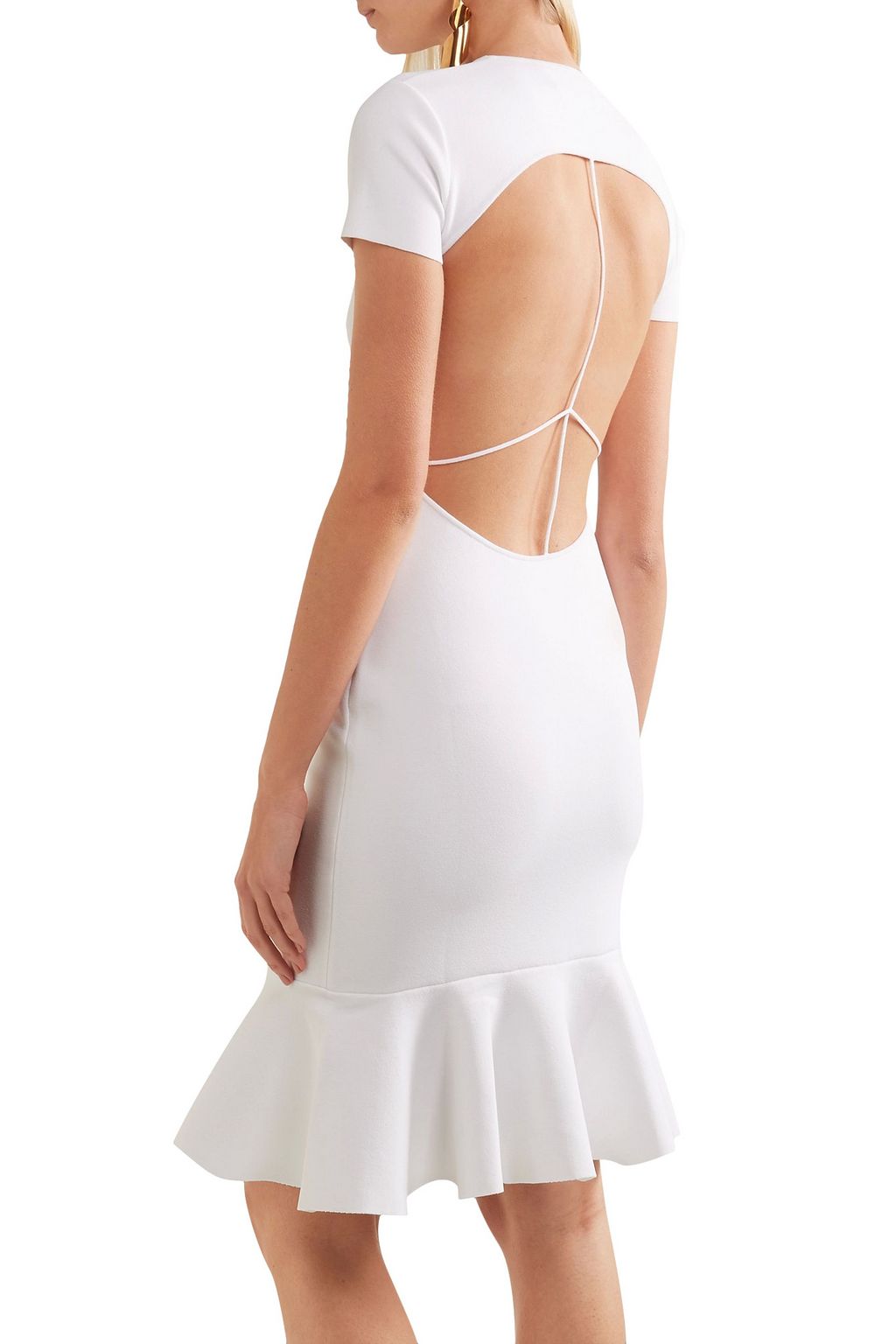 ESTEBAN CORTAZAR Peace Sign fluted open-back stretch-knit dress