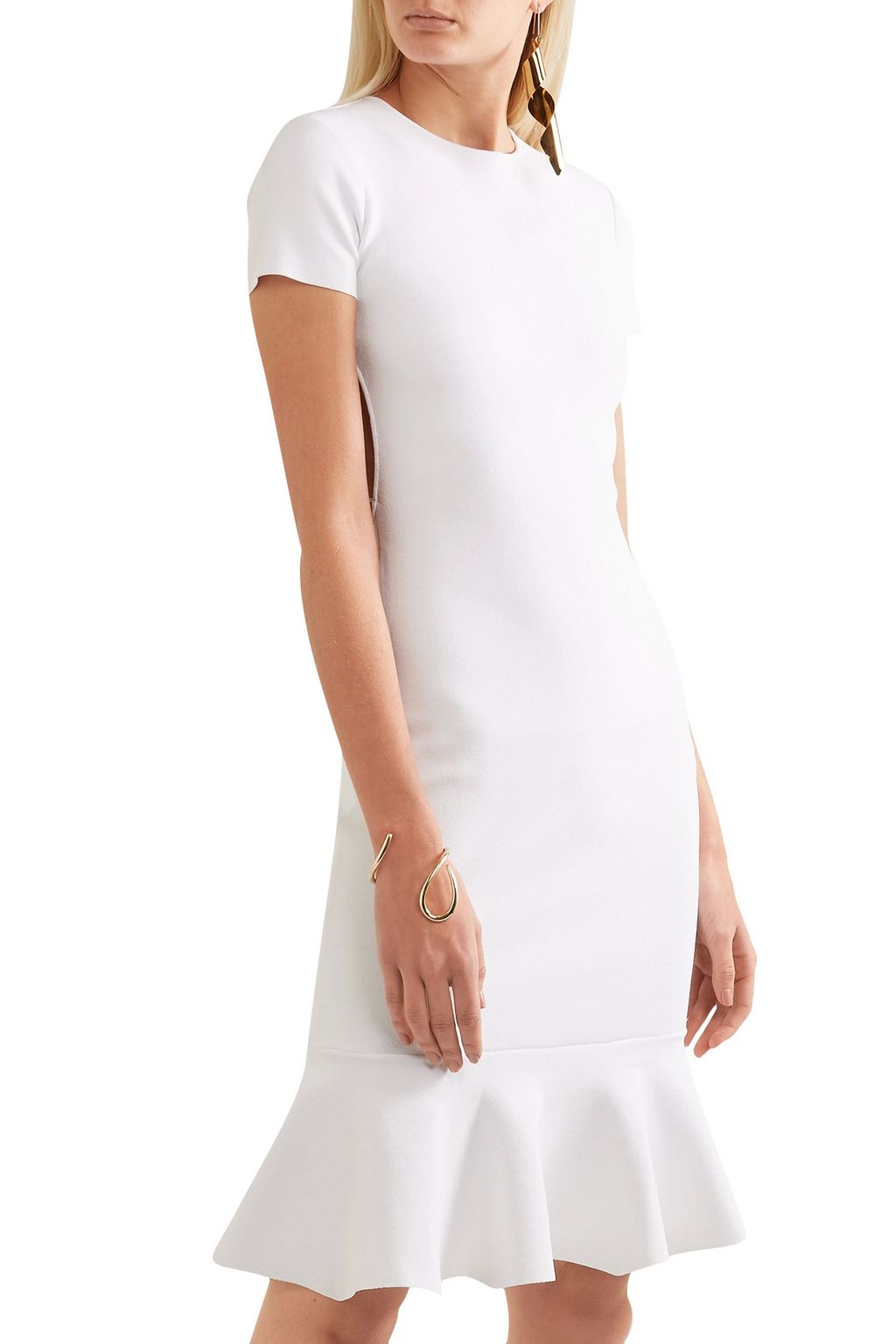 ESTEBAN CORTAZAR Peace Sign fluted open-back stretch-knit dress
