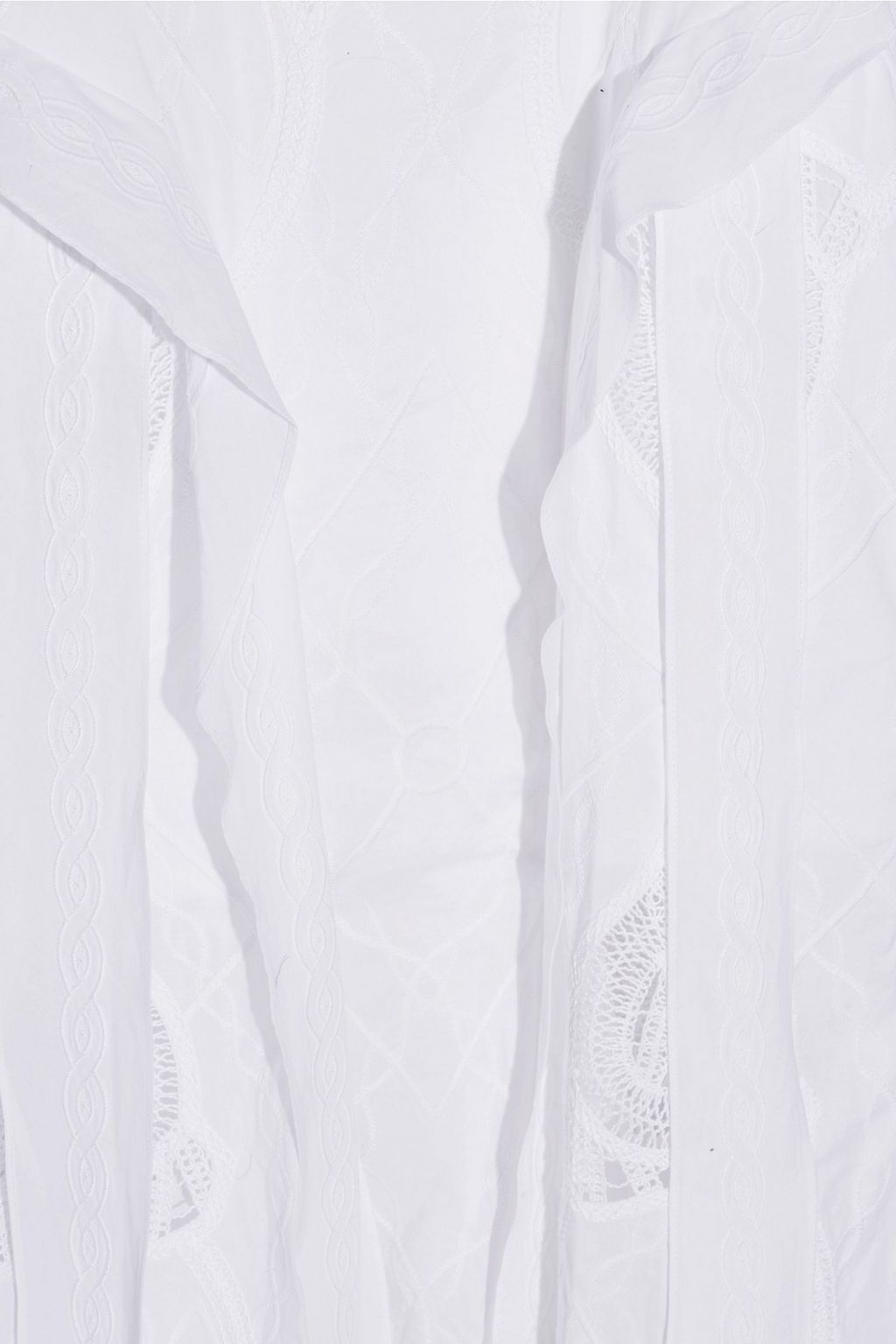 SIMKHAI Crochet-paneled embroidered cotton-voile gown