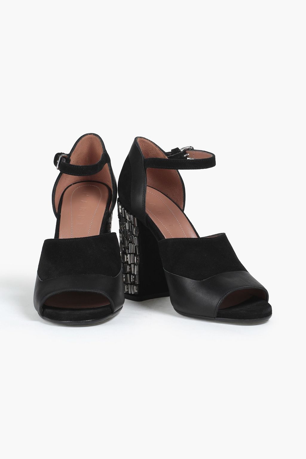 MARNI Embellished suede and leather sandals