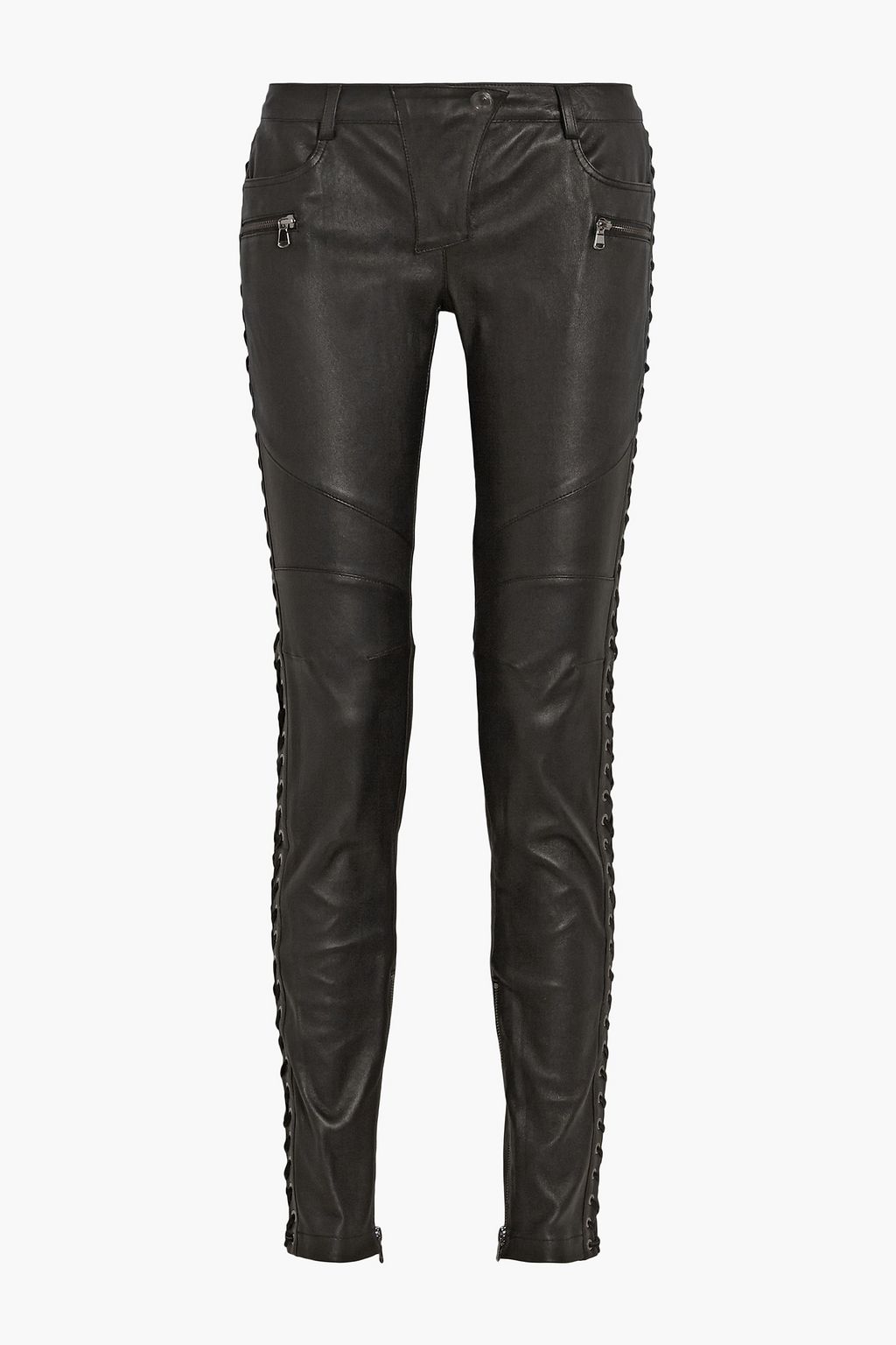 PIERRE BALMAIN Paneled leather skinny pants Sale up to 70% off | THE OUTNET