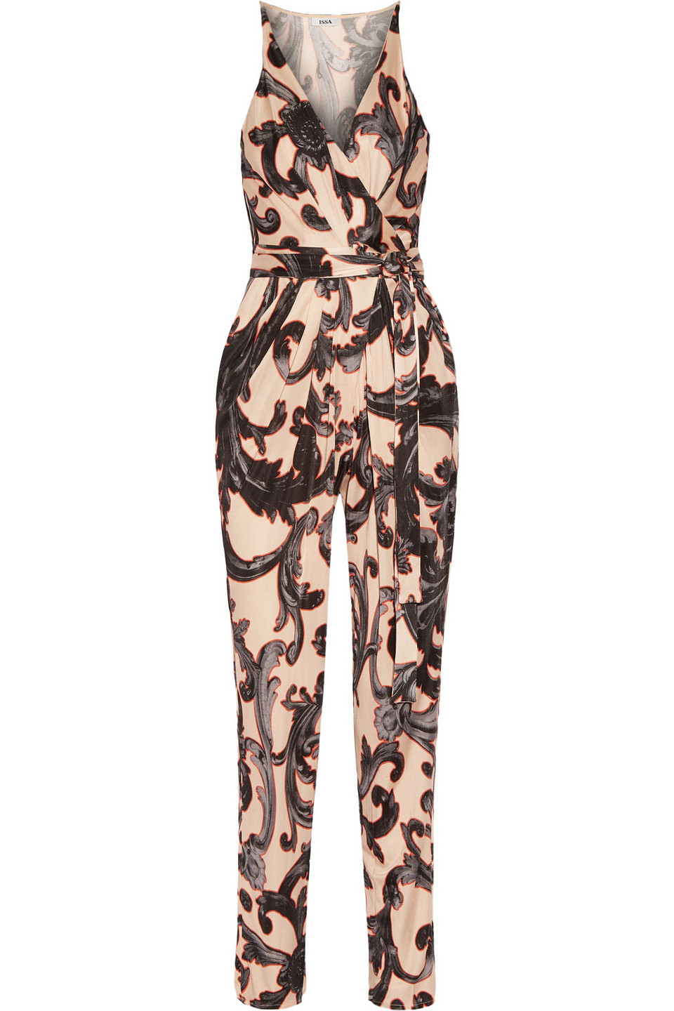 issa - rubell printed stretch-jersey jumpsuit - neutral - uk/au 14
