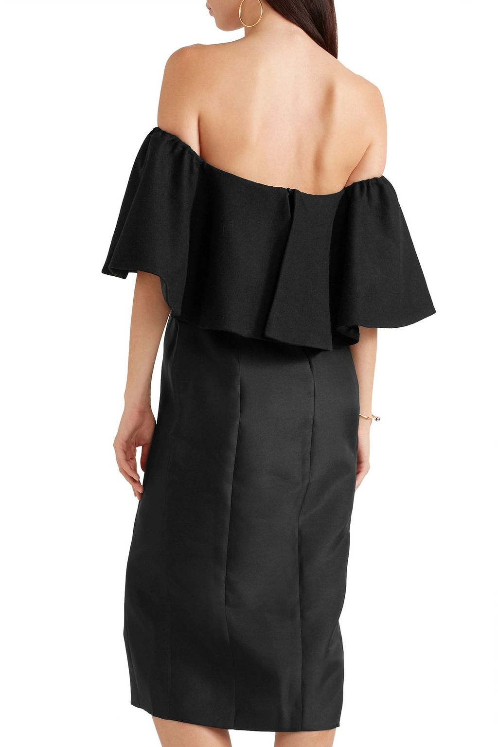 PAPER LONDON Gina ruffled off-the-shoulder duchesse-satin dress