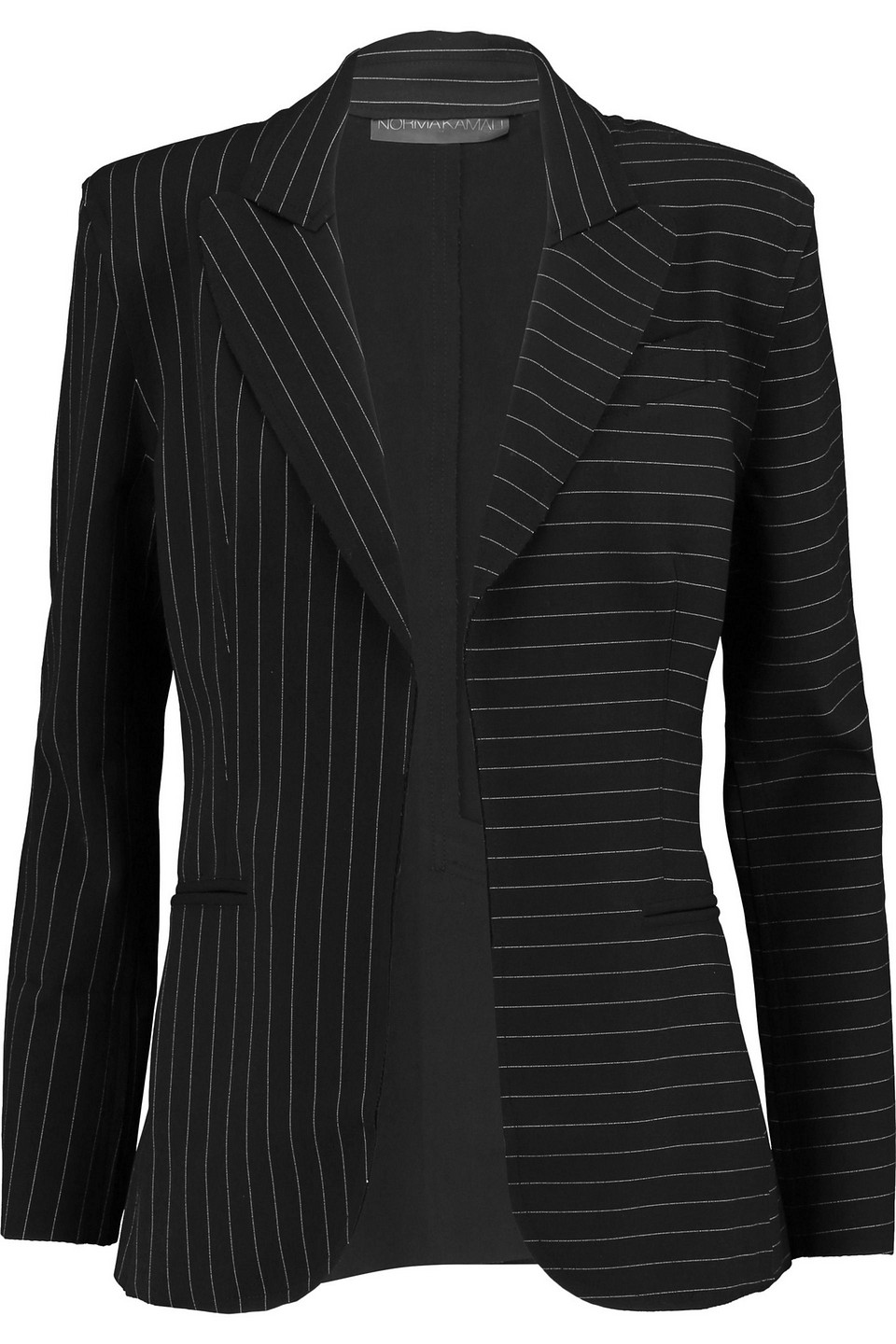 norma kamali - striped crepe blazer - black - us 2