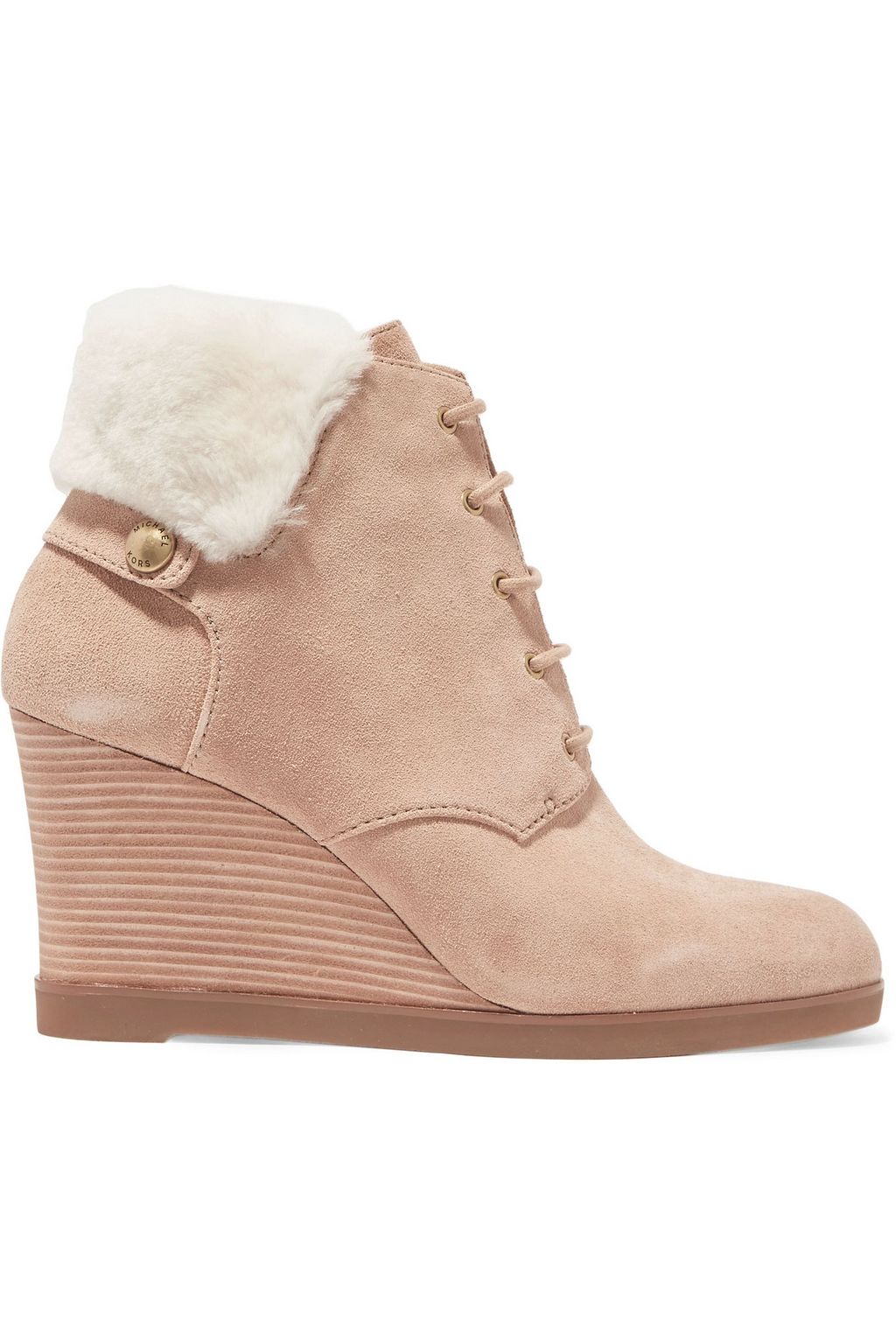 wedge boots with fur trim