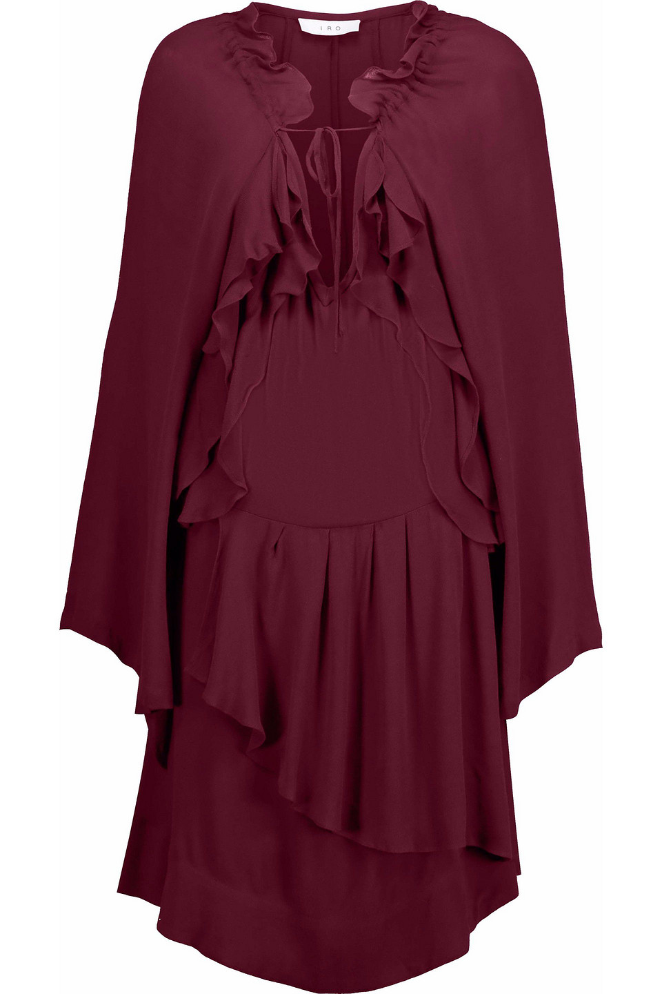 iro - ruffled crepe dress - burgundy - fr 38