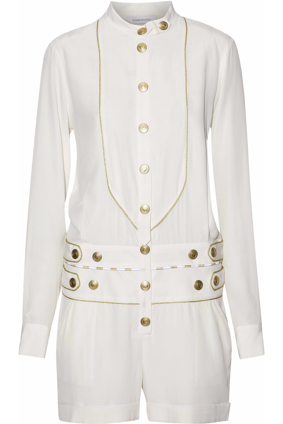 balmain - crepe de chine playsuit - white - fr 38