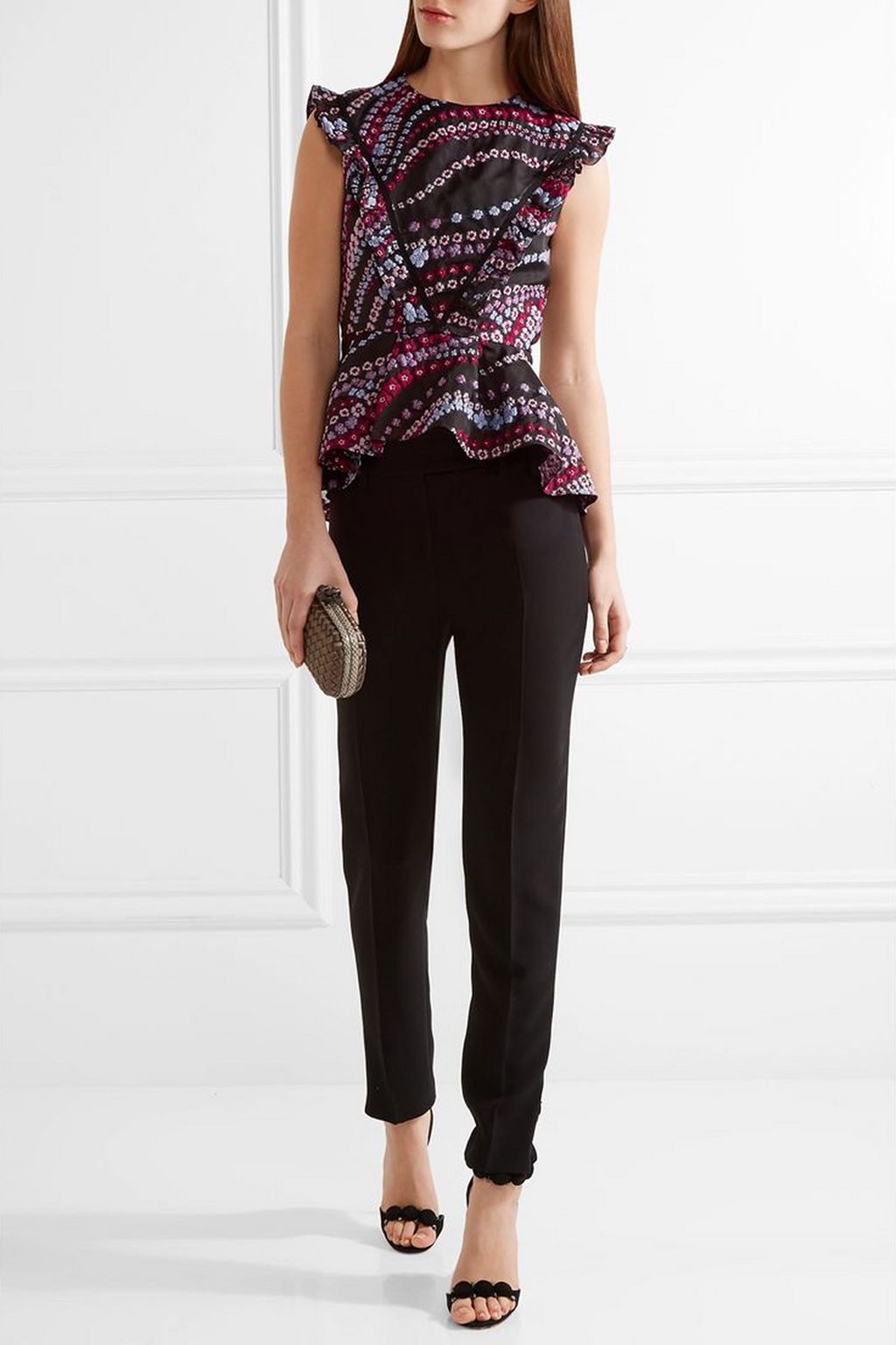 ERDEM Quinn ruffled fil coupé organza peplum top