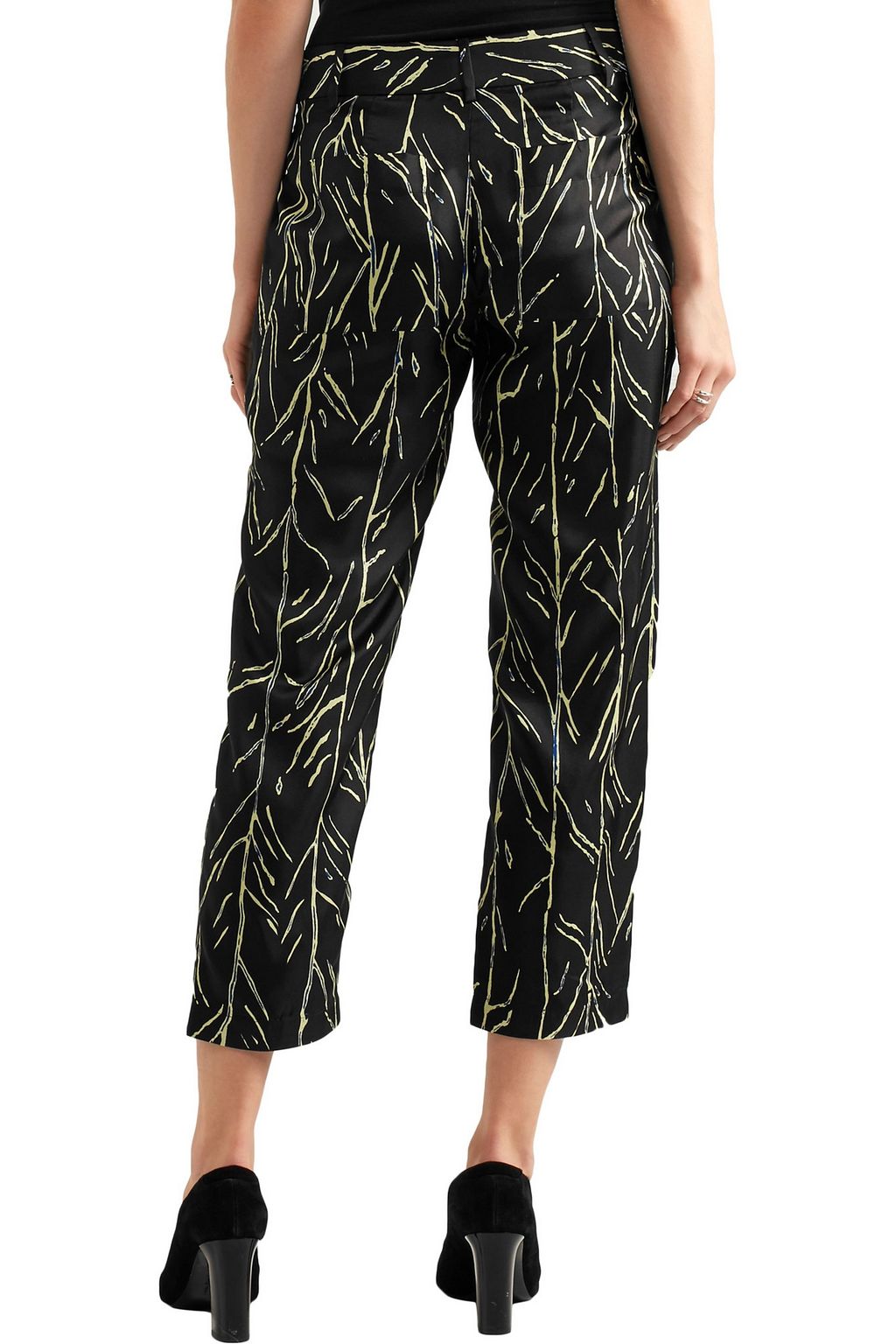 PROENZA SCHOULER Cropped printed silk-twill straight-leg pants