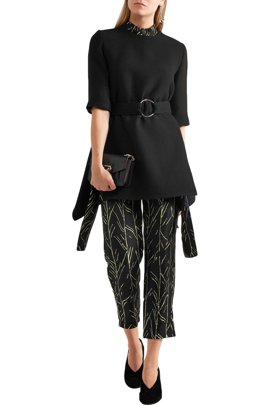 PROENZA SCHOULER Cropped printed silk-twill straight-leg pants