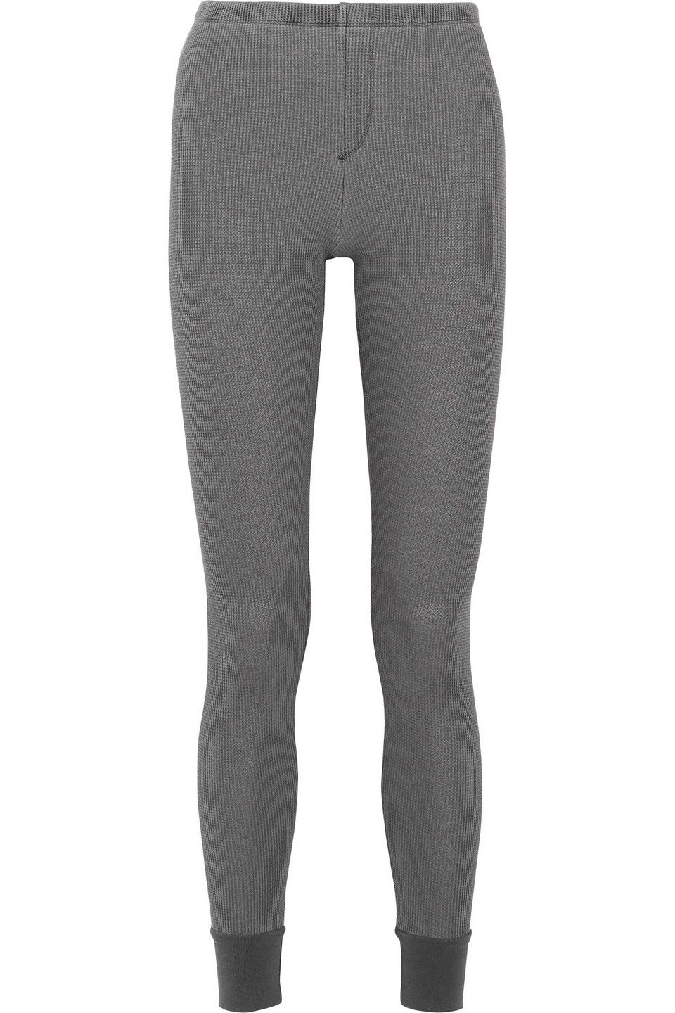 splendid - nordic waffle-knit stretch micro modal and cotton-blend leggings - gray - l