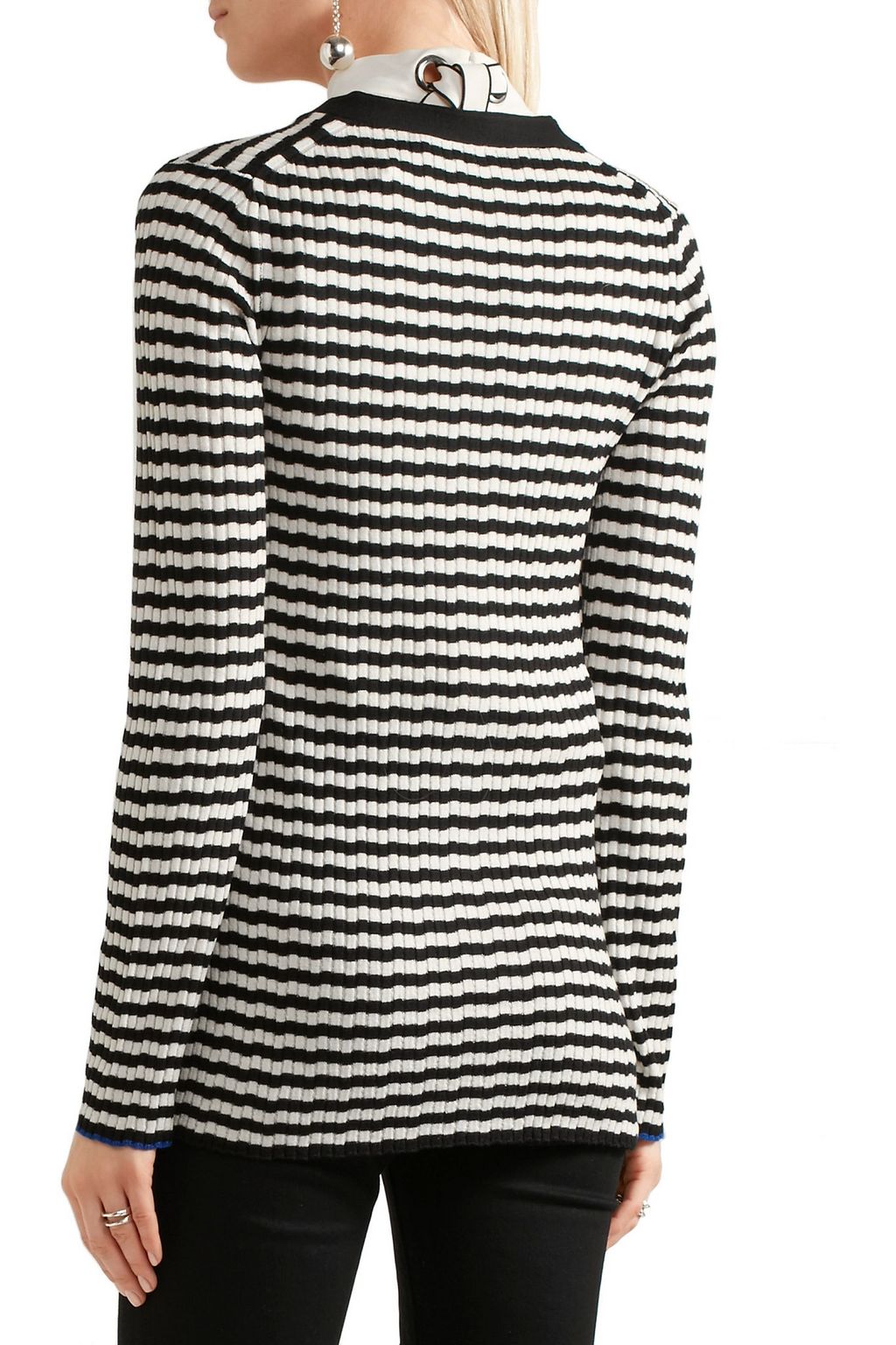 PROENZA SCHOULER Striped ribbed silk and cashmere-blend cardigan