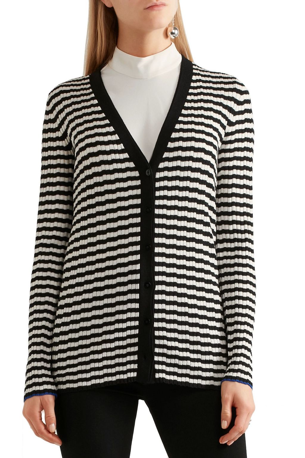 PROENZA SCHOULER Striped ribbed silk and cashmere-blend cardigan