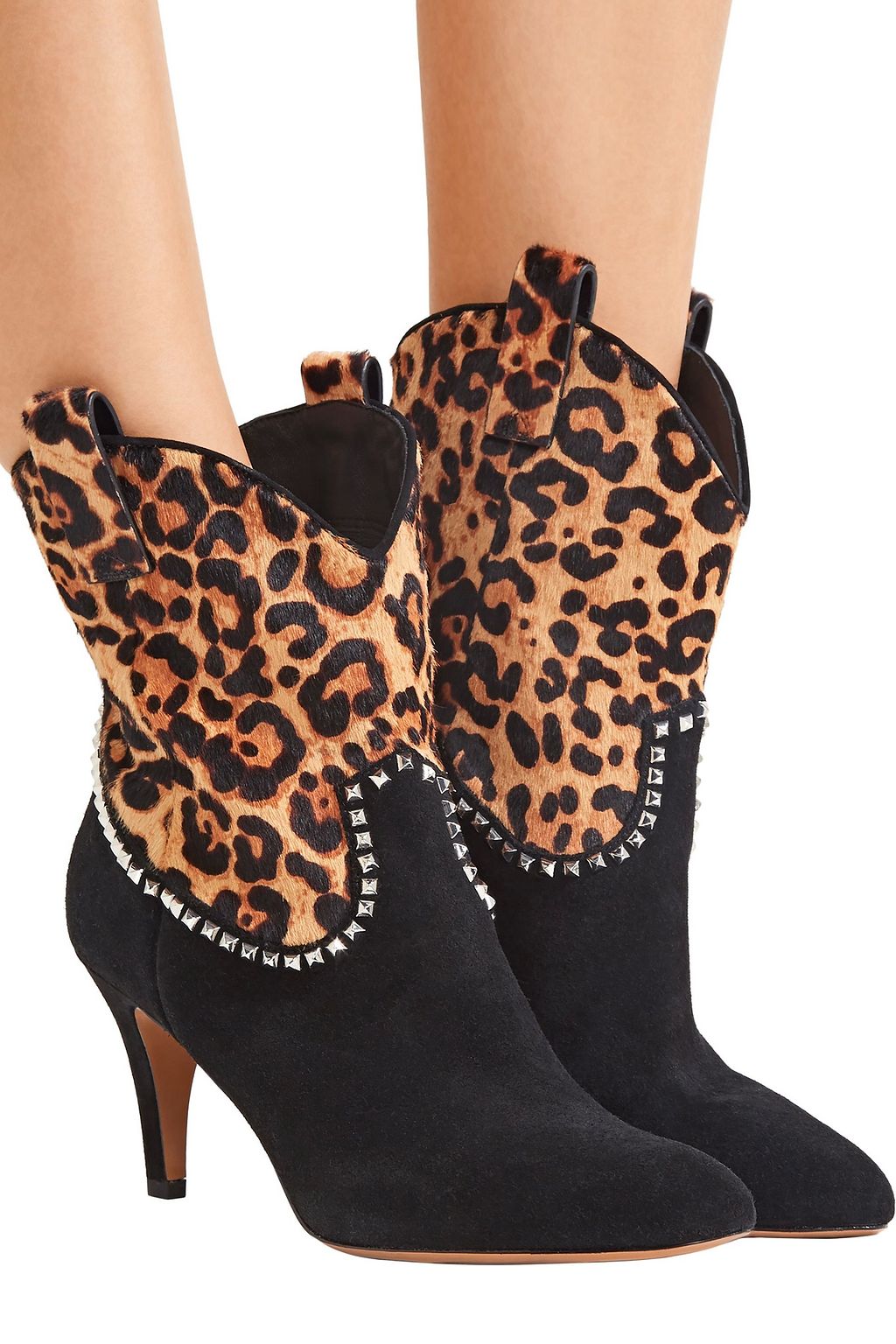 MARC JACOBS Georgia studded leopard-print calf hair and suede boots